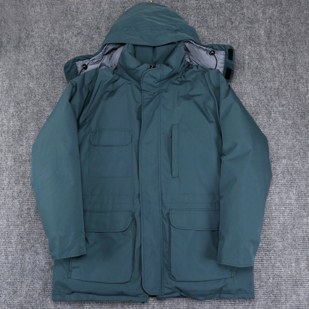 Eddie Bauer Gore-Tex Goose Down Parka Jacket Mens XL Teal Green Expedition Gear